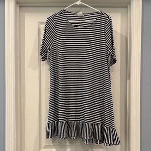Agnes & Dora Navy and White Striped Tunic w Gold Shimmer